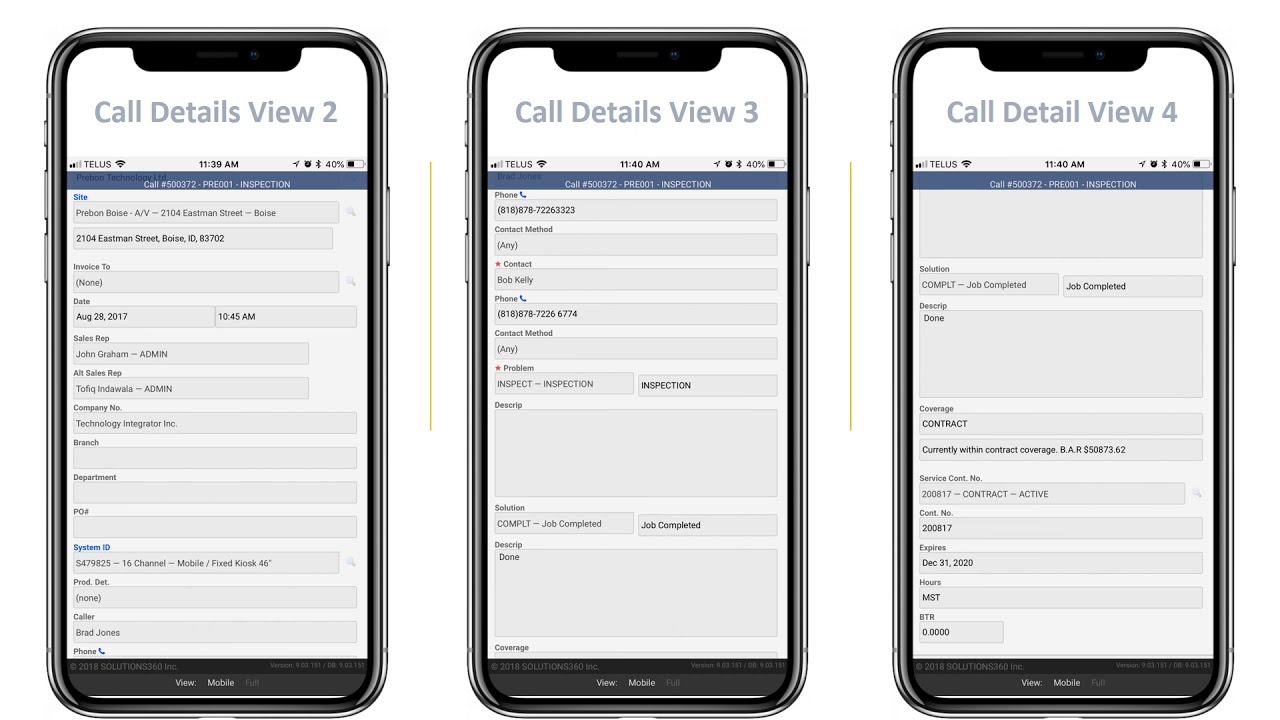 Solutions360 Field Technician Web Interface