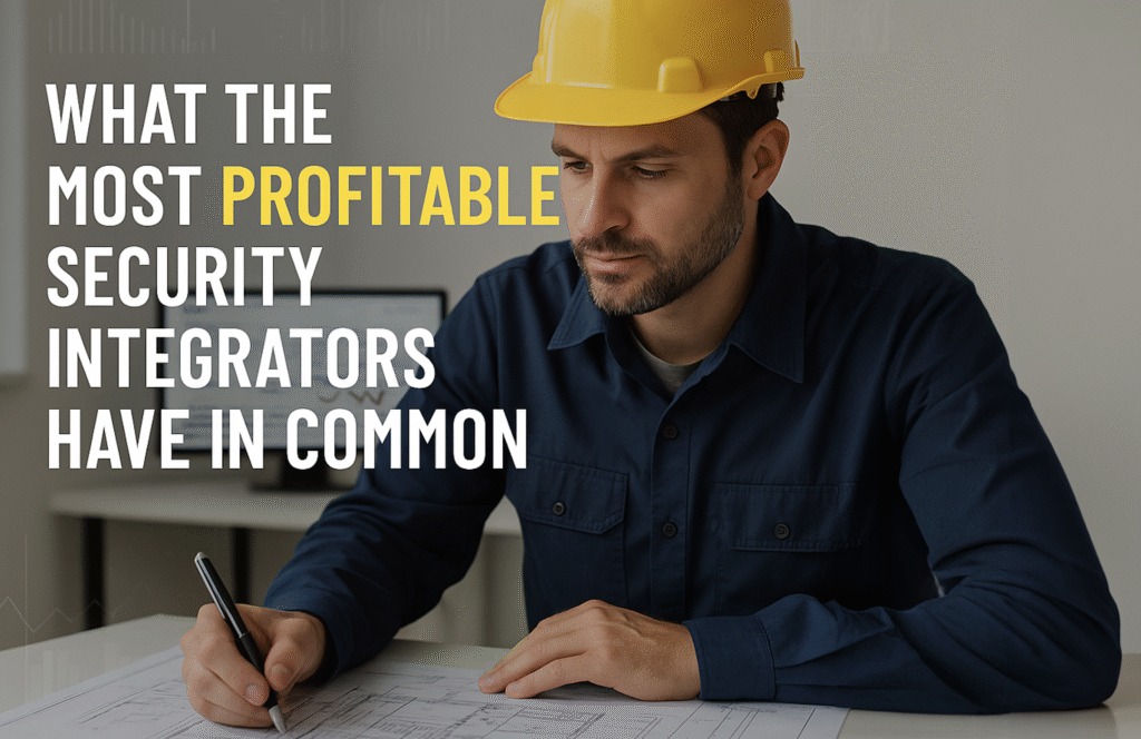 Security integrators analyzing project performance data for profitability insights.