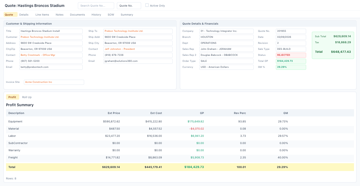 Quote & Proposal Generation